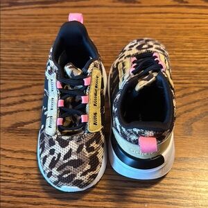 adidas Pink and Black Sneakers with Bold Animal Print and Bright Yellow Laces